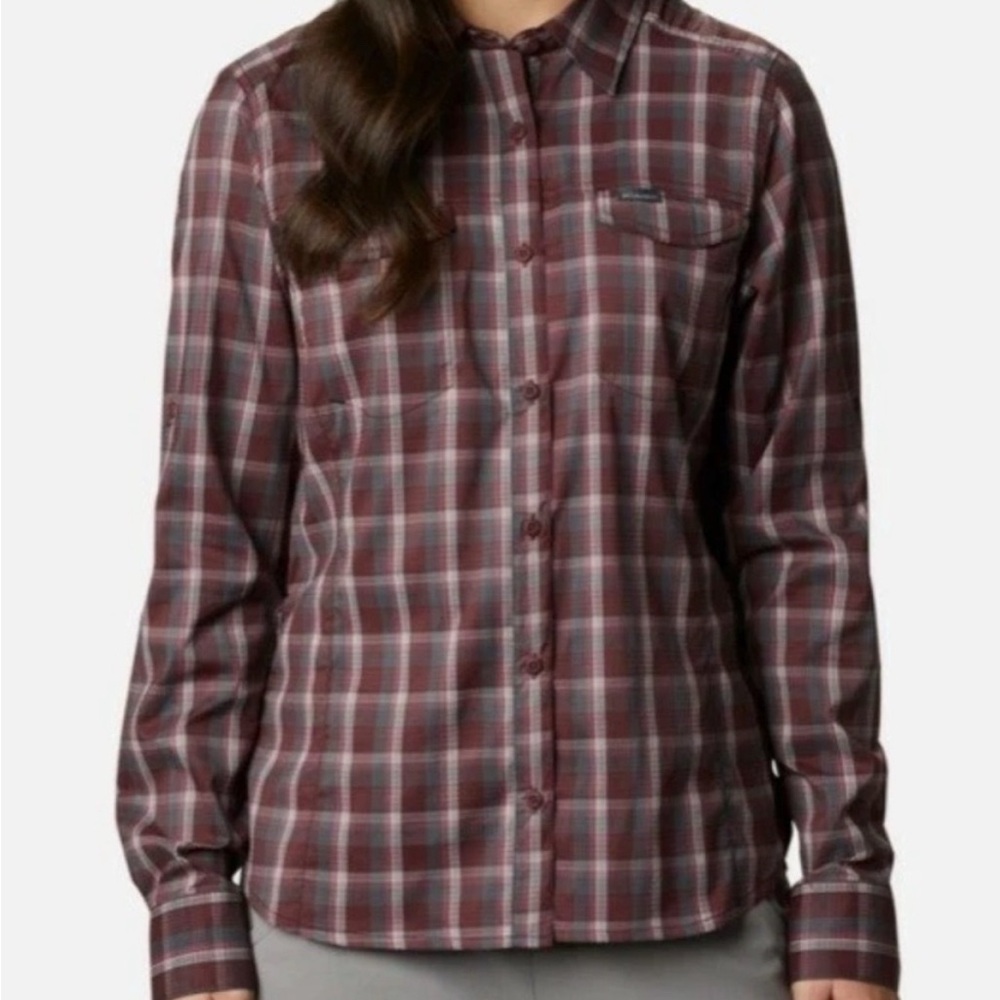 Columbia Women’s Silver Ridge Lite Long Sleeve Shirt, Malbec Plaid